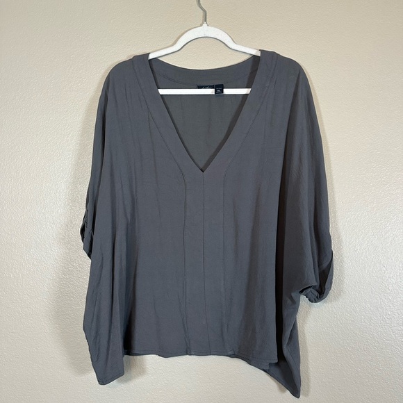 Daytrip Gray Boxy Dolman Sleeve Blouse - Picture 2 of 5